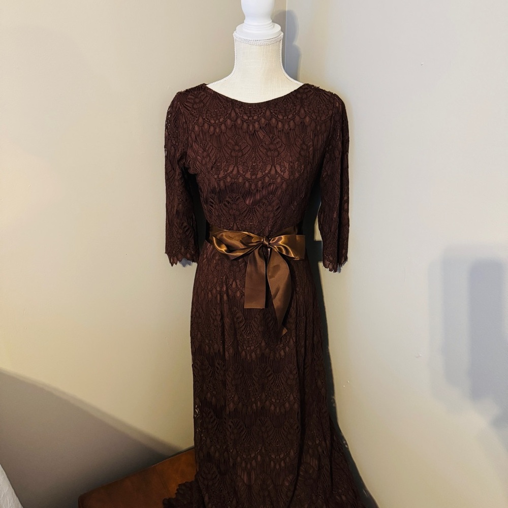 Dainty Jewells Chocolate Lace Maxi Dress
